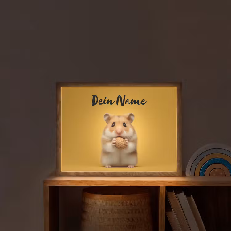 Hamster - Nootje - Geel - Knaagdier Light Box met batterij (Wandlamp kind) middel -sfeer1_kind