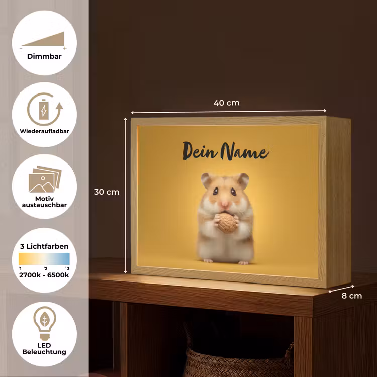Hamster - Nootje - Geel - Knaagdier Light Box met batterij (Wandlamp kind) middel -USP_websiteoverzichtDE