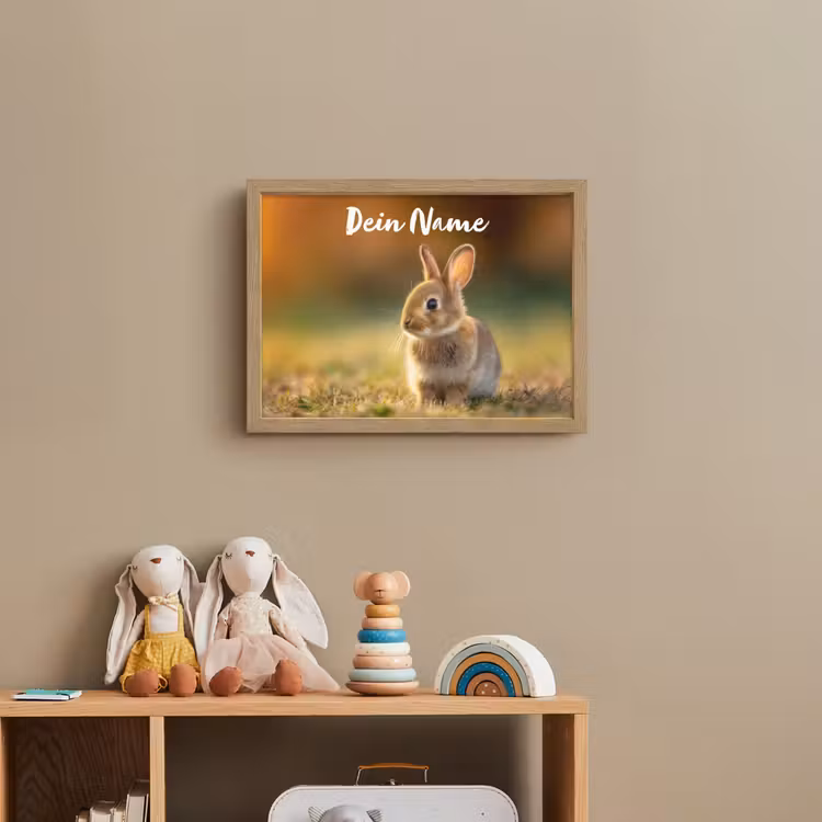 Konijntje - Bruin - Gras Light Box met batterij (Wandlamp kind) middel -sfeer2_kind