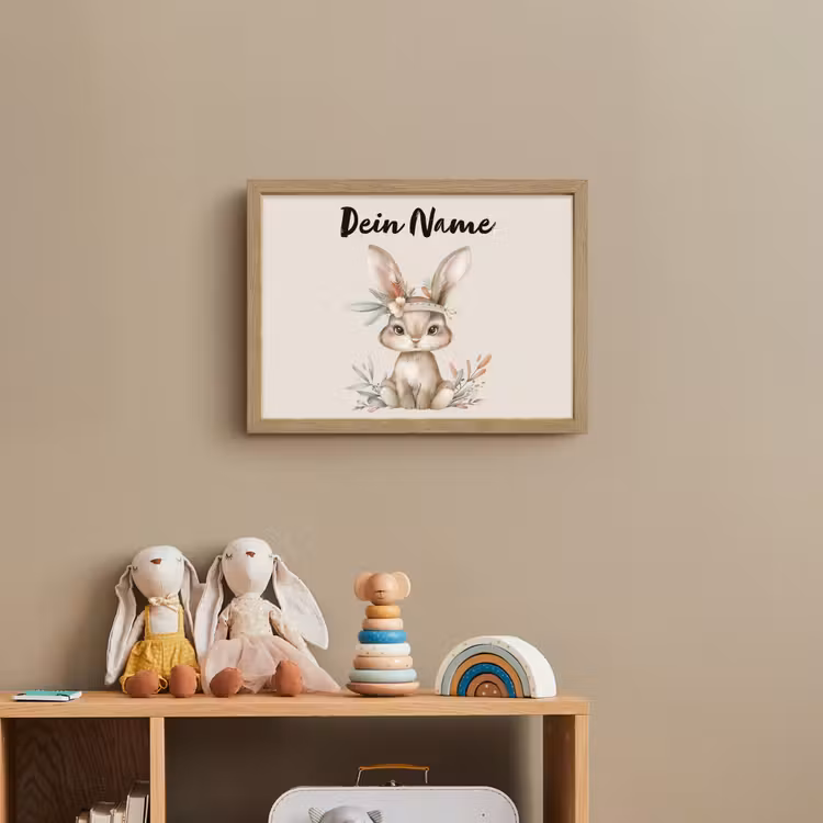 Haas - Dier - Bohemian - Pastel kleuren Light Box met batterij (Wandlamp kind) middel -sfeer2_kind