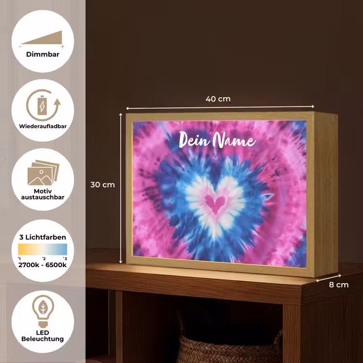 Hartje - Blauw - Tie Dye Light Box met batterij (Wandlamp kind) middel -USP_websiteoverzichtDE