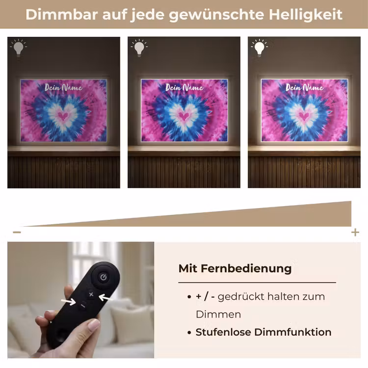 Hartje - Blauw - Tie Dye Light Box met batterij (Wandlamp kind) middel -USP_dimbaarDE