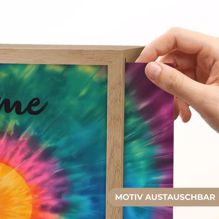 Hart - Kleurrijk - Regenboog - Tie Dye Light Box met batterij (Wandlamp kind) middel -USP_websiteprintDE