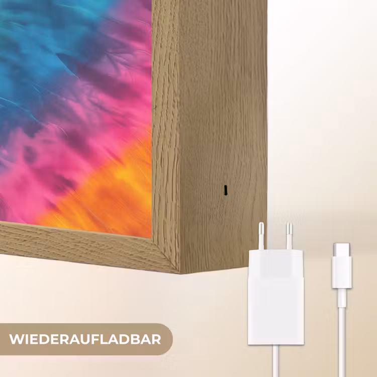 Hart - Kleurrijk - Regenboog - Tie Dye Light Box met batterij (Wandlamp kind) middel -USP_websiteoplaadbaarDE