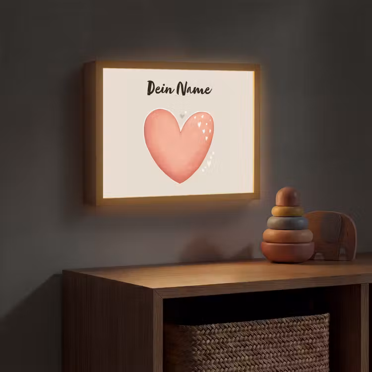 Hart - Rood - Minimalistisch Light Box met batterij (Wandlamp kind) middel -sfeer5_kind