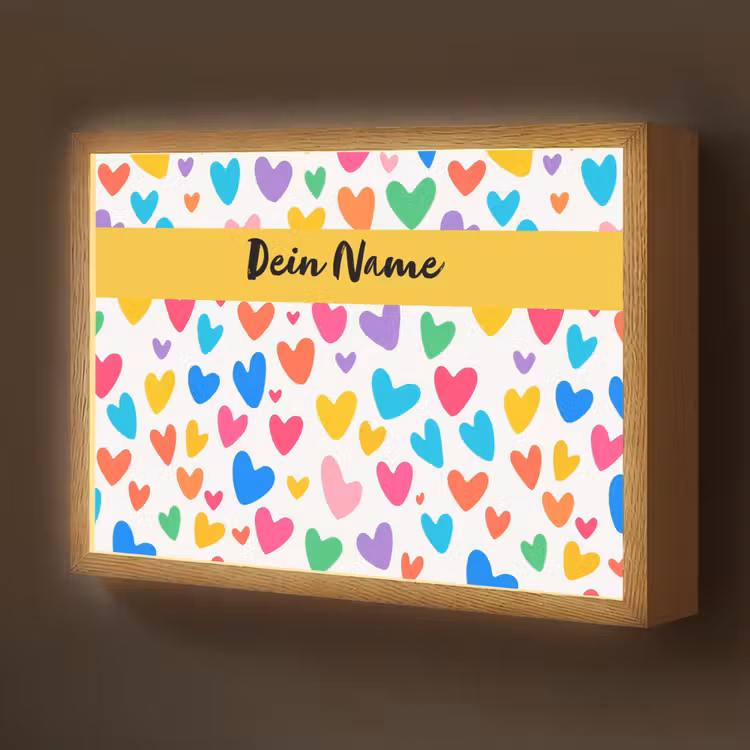 Hartjes - Kleurrijk - Patroon Light Box met batterij (Wandlamp kind) middel -z3d_website