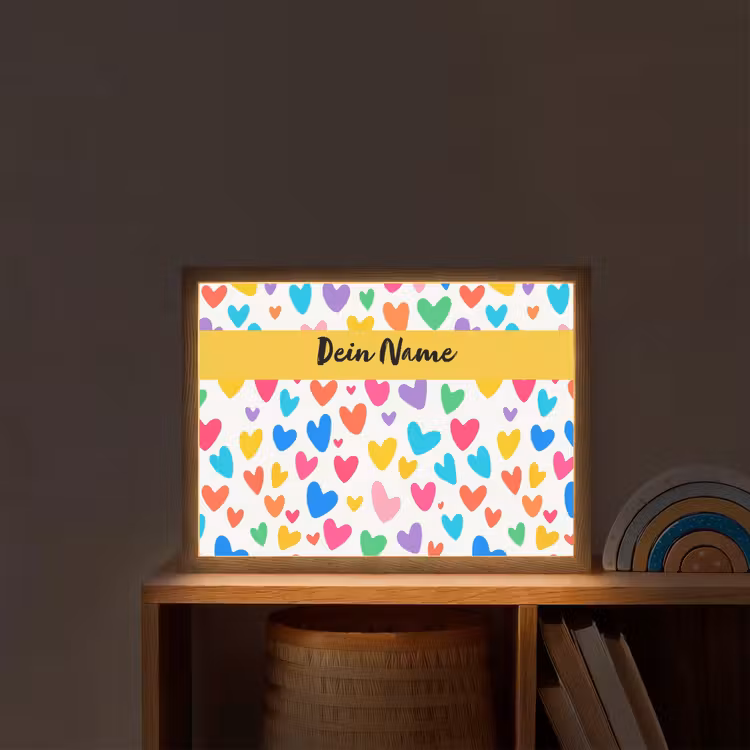Hartjes - Kleurrijk - Patroon Light Box met batterij (Wandlamp kind) middel -sfeer1_kind