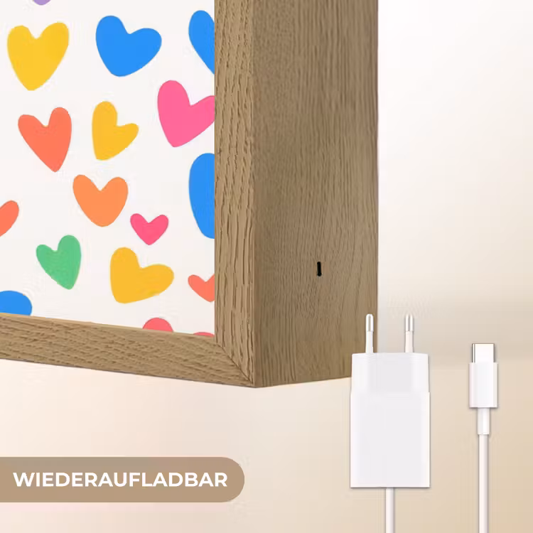 Hartjes - Kleurrijk - Patroon Light Box met batterij (Wandlamp kind) middel -USP_websiteoplaadbaarDE
