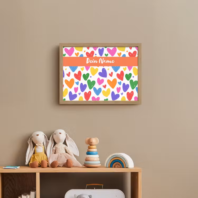 Hartjes - Patroon - Kleurrijk Light Box met batterij (Wandlamp kind) middel -sfeer2_kind