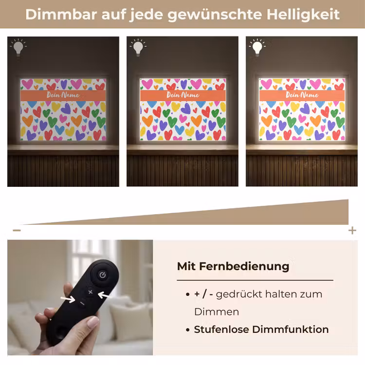 Hartjes - Patroon - Kleurrijk Light Box met batterij (Wandlamp kind) middel -USP_dimbaarDE