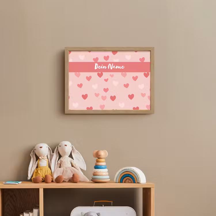 Hartjes - Patroon - Roze Light Box met batterij (Wandlamp kind) middel -sfeer2_kind