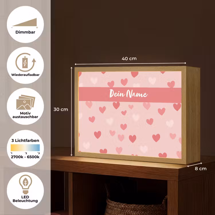 Hartjes - Patroon - Roze Light Box met batterij (Wandlamp kind) middel -USP_websiteoverzichtDE
