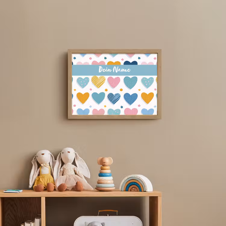Hartjes - Pastel - Patroon Light Box met batterij (Wandlamp kind) middel -sfeer2_kind