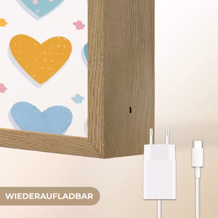 Hartjes - Pastel - Patroon Light Box met batterij (Wandlamp kind) middel -USP_websiteoplaadbaarDE