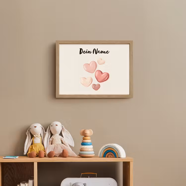 Hartjes - Roze - Minimalistisch - Illustratie Light Box met batterij (Wandlamp kind) middel -sfeer2_kind