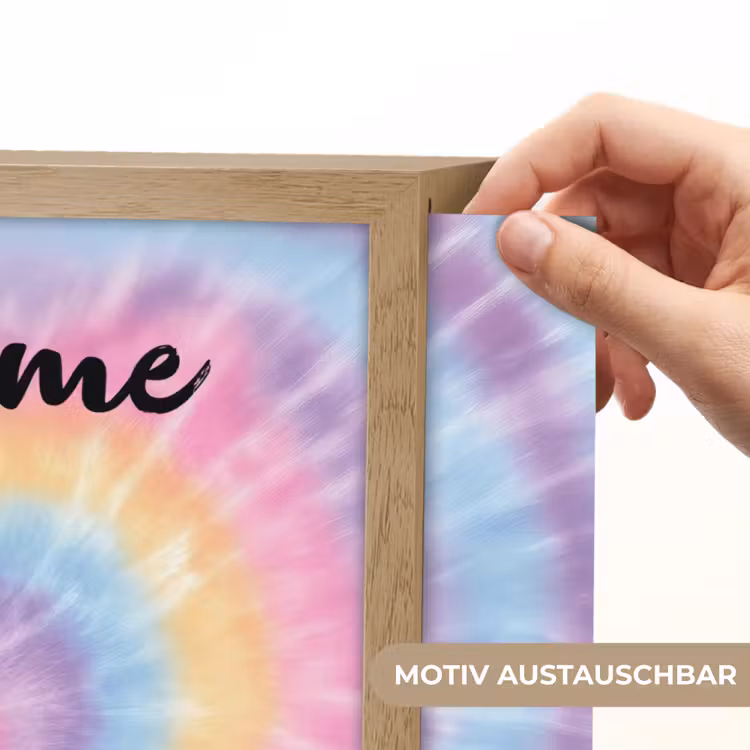 Hartvorm - Tie Dye - Pastelkleuren Light Box met batterij (Wandlamp kind) middel -USP_websiteprintDE