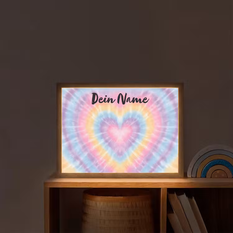 Hartvorm - Tie Dye - Pastelkleuren Light Box met batterij (Wandlamp kind) middel -sfeer1_kind