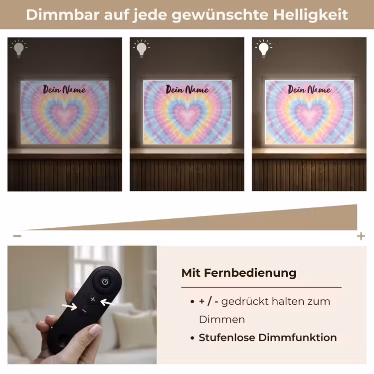 Hartvorm - Tie Dye - Pastelkleuren Light Box met batterij (Wandlamp kind) middel -USP_dimbaarDE