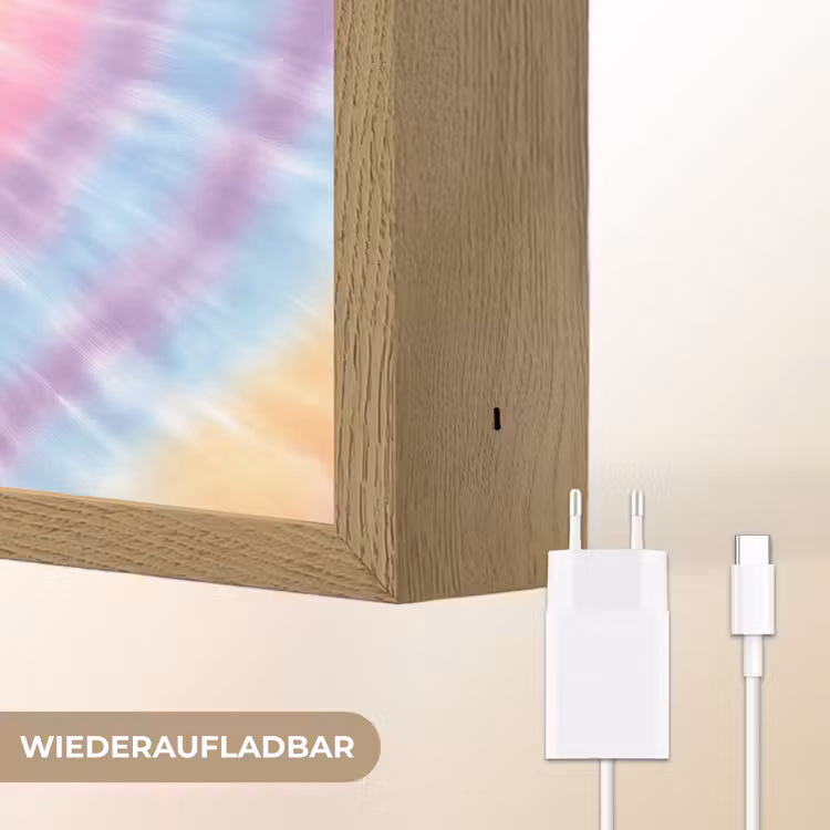 Hartvorm - Tie Dye - Pastelkleuren Light Box met batterij (Wandlamp kind) middel -USP_websiteoplaadbaarDE