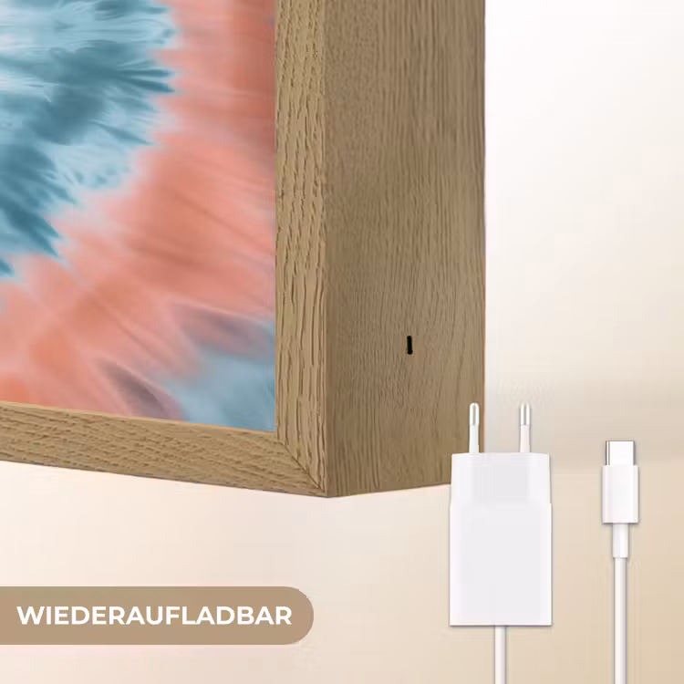 Hartvormig - Tie dye - Lichtblauw - Pasteltinten Light Box met batterij (Wandlamp kind) middel -USP_websiteoplaadbaarDE