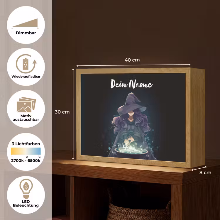 Heks - Magie - Heksenketel - Paars Light Box met batterij (Wandlamp kind) middel -USP_websiteoverzichtDE