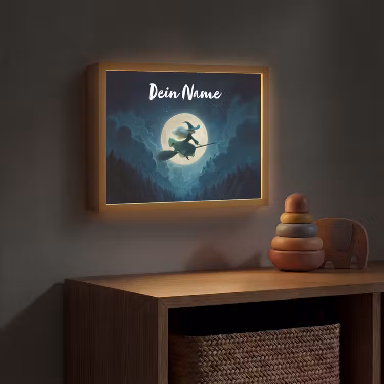 Heks - Maan - Bos - Magisch Light Box met batterij (Wandlamp kind) middel -sfeer5_kind