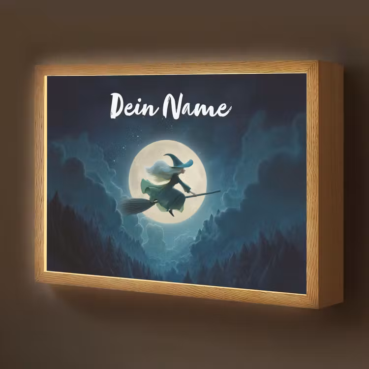 Heks - Maan - Bos - Magisch Light Box met batterij (Wandlamp kind) middel -z3d_website