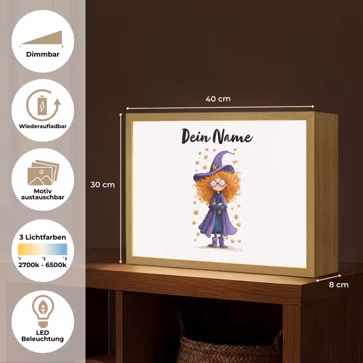 Toverheks - Sterren - Paars Light Box met batterij (Wandlamp kind) middel -USP_websiteoverzichtDE