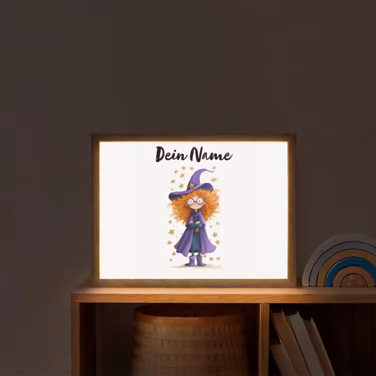Toverheks - Sterren - Paars Light Box met batterij (Wandlamp kind) middel -sfeer1_kind
