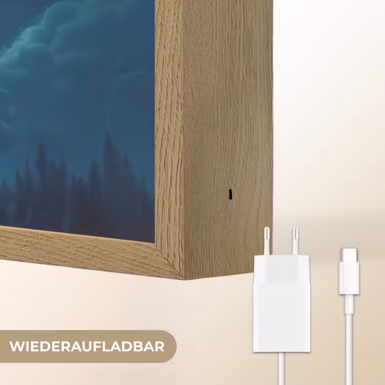 Heks - Volle maan - Sterrenhemel Light Box met batterij (Wandlamp kind) middel -USP_websiteoplaadbaarDE