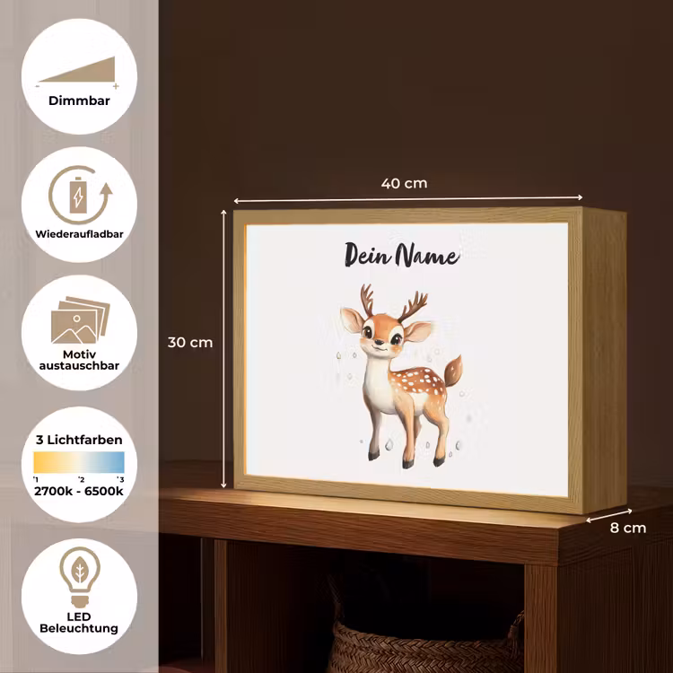 Hert - Dier - Bruin Light Box met batterij (Wandlamp kind) middel -USP_websiteoverzichtDE