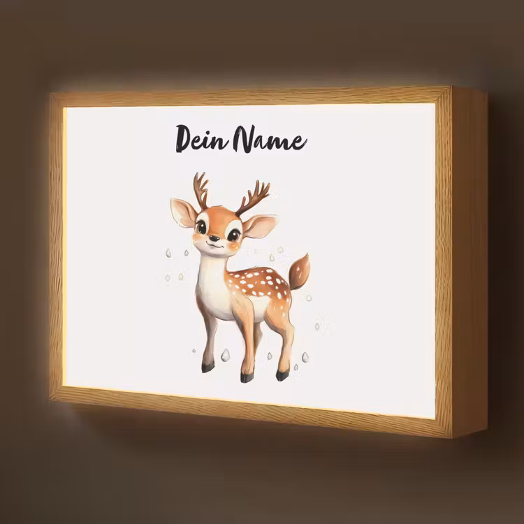 Hert - Dier - Bruin Light Box met batterij (Wandlamp kind) middel -z3d_website