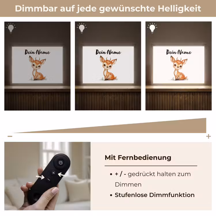 Hert - Baby - Dieren Light Box met batterij (Wandlamp kind) middel -USP_dimbaarDE
