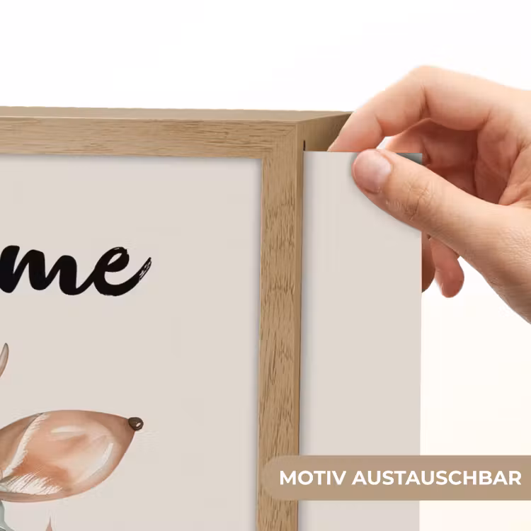 Hert - Bohemian - Bloemen - Bosdieren Light Box met batterij (Wandlamp kind) middel -USP_websiteprintDE