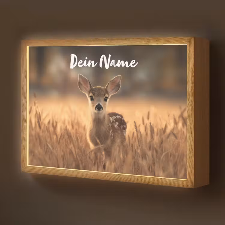 Hert - Graanveld - Bruin Light Box met batterij (Wandlamp kind) middel -z3d_website