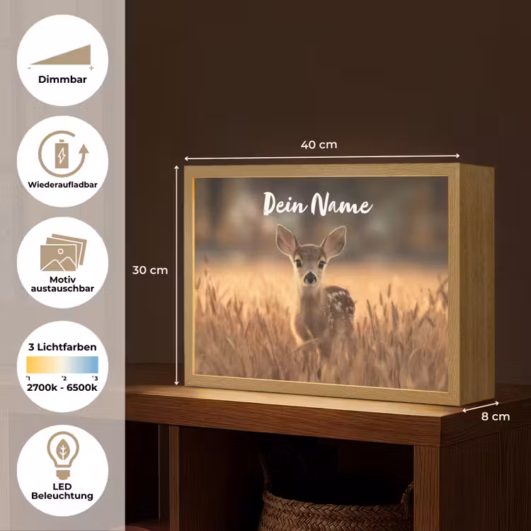 Hert - Graanveld - Bruin Light Box met batterij (Wandlamp kind) middel -USP_websiteoverzichtDE