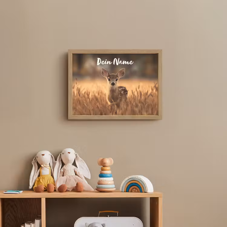 Hert - Graanveld - Bruin Light Box met batterij (Wandlamp kind) middel -sfeer2_kind