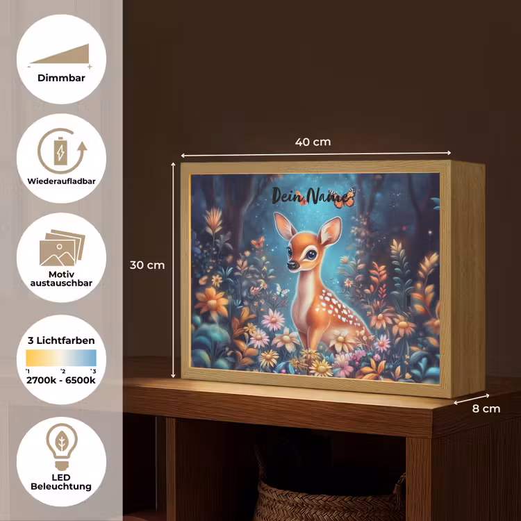 Hert - Magisch - Sprookjesbos Light Box met batterij (Wandlamp kind) middel -USP_websiteoverzichtDE