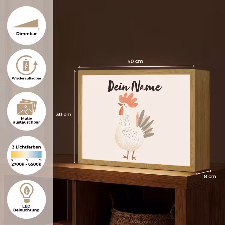 Kip - Boerderij - Dieren Light Box met batterij (Wandlamp kind) middel -USP_websiteoverzichtDE