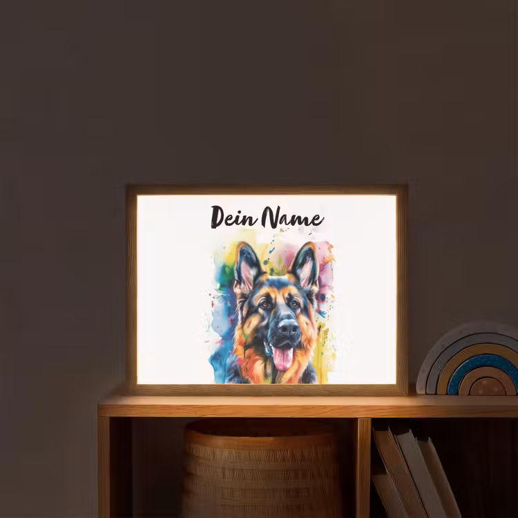 Hond - Verf - Dieren - Kleurrijk - Duitse Herder Light Box met batterij (Wandlamp kind) middel -sfeer1_kind