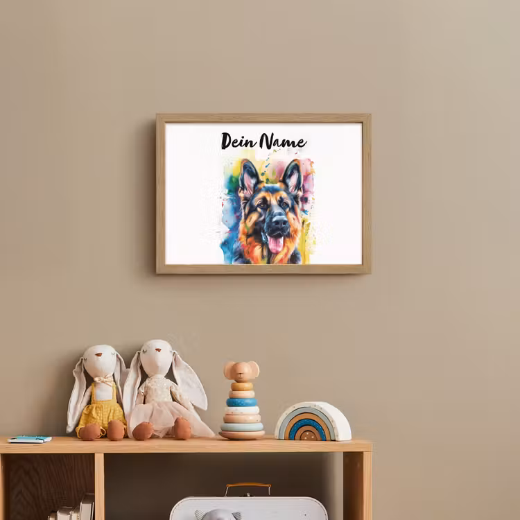 Hond - Verf - Dieren - Kleurrijk - Duitse Herder Light Box met batterij (Wandlamp kind) middel -sfeer2_kind