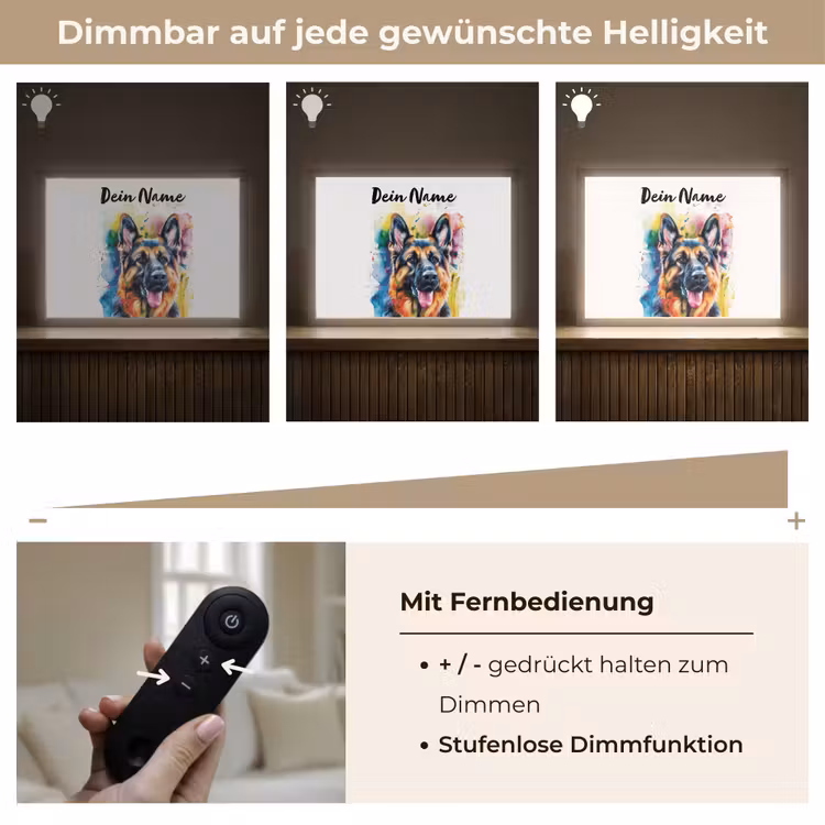 Hond - Verf - Dieren - Kleurrijk - Duitse Herder Light Box met batterij (Wandlamp kind) middel -USP_dimbaarDE