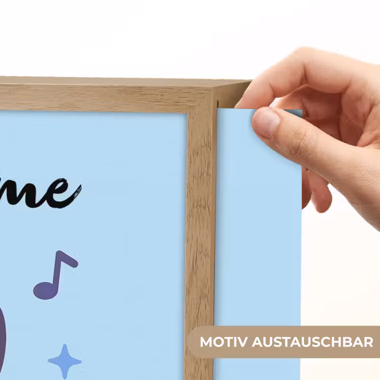 Hondje - Koptelefoon - Blauw - Muzieknoten Light Box met batterij (Wandlamp kind) middel -USP_websiteprintDE