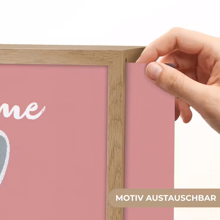 Illustratie - Konijn - Roze - Minimalistisch Light Box met batterij (Wandlamp kind) middel -USP_websiteprintDE