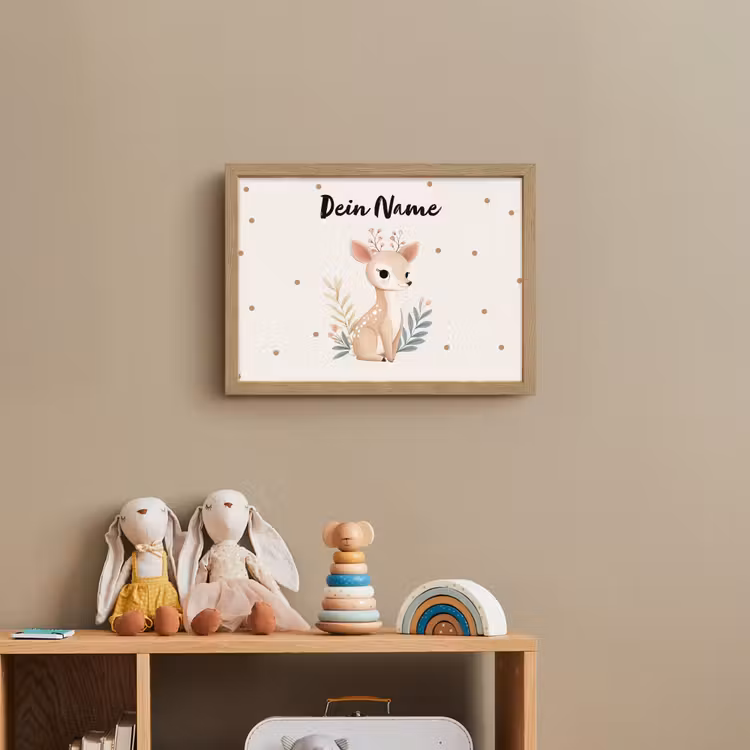 Illustratie - Stippen - Aquarel - Hertje Light Box met batterij (Wandlamp kind) middel -sfeer2_kind