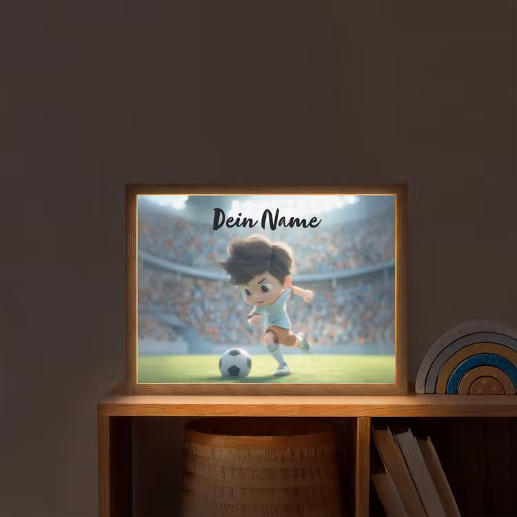 Jongen - Voetbal - Stadion - Zonlicht Light Box met batterij (Wandlamp kind) middel -sfeer1_kind