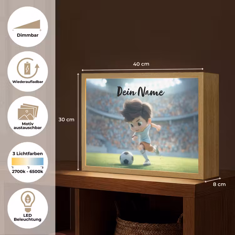 Jongen - Voetbal - Stadion - Zonlicht Light Box met batterij (Wandlamp kind) middel -USP_websiteoverzichtDE