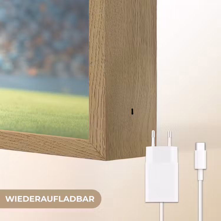 Jongen - Voetbal - Stadion - Zonlicht Light Box met batterij (Wandlamp kind) middel -USP_websiteoplaadbaarDE