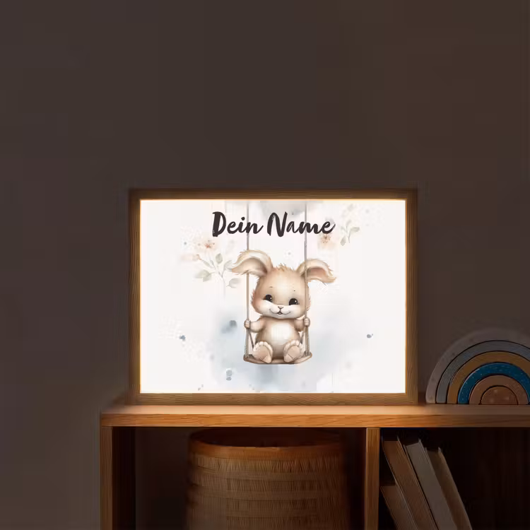 Konijn - Baby dier - Kinderen Light Box met batterij (Wandlamp kind) middel -sfeer1_kind