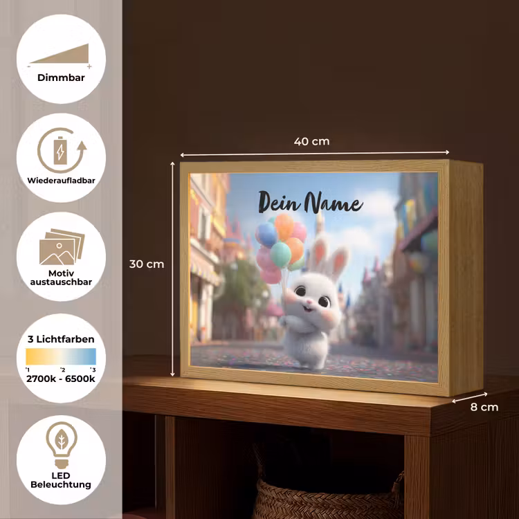 konijn - Ballonnen Light Box met batterij (Wandlamp kind) middel -USP_websiteoverzichtDE